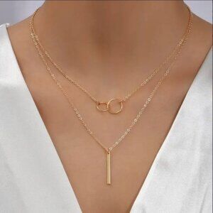 14K Gold filled circle lariat necklace